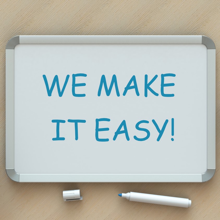 WE MAKE IT EASY!, message on whiteboard